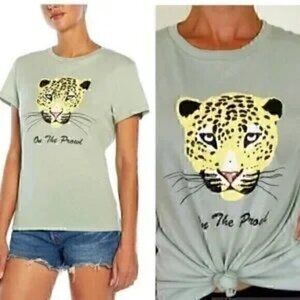 Wildfox On The Prowl Keke Tee Aqua Gray Small